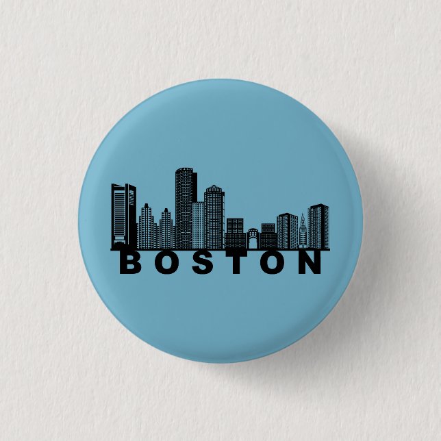 Badge Rond 2,50 Cm Silhouette de l'horizon de Boston  (Devant)