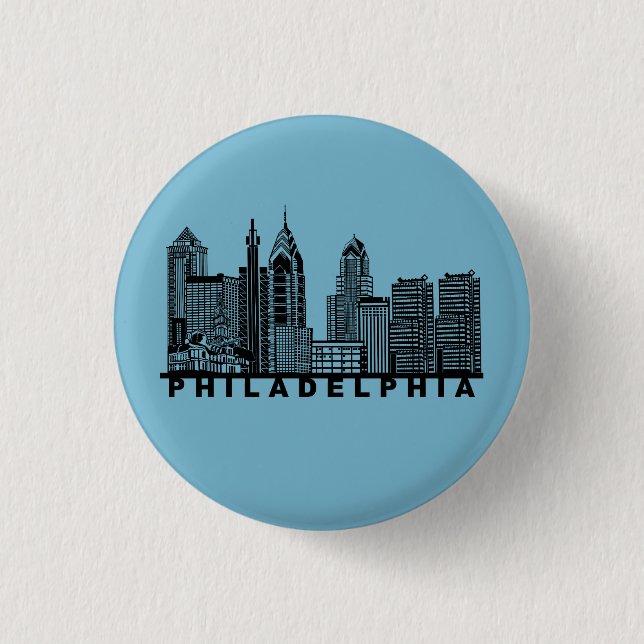 Badge Rond 2,50 Cm Silhouette de l'horizon de Philadelphie  (Devant)