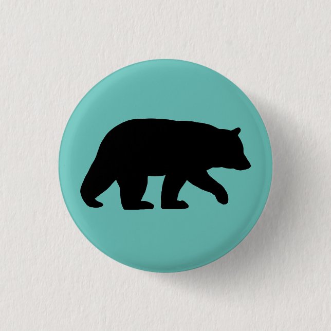 Badge Rond 2,50 Cm Silhouette de l'ours noir | Faune | Animal sauvage (Devant)