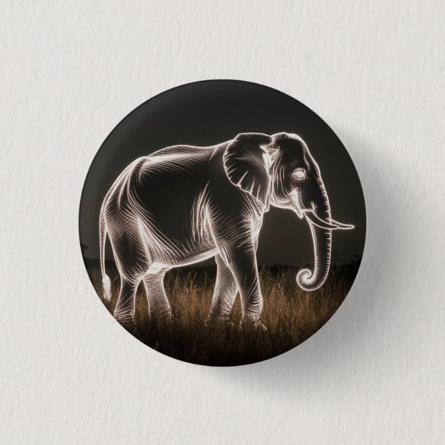 Badge Rond 2,50 Cm Silhouette d'éléphant lumineux (Devant)