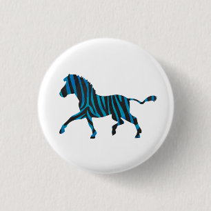 Badge Rond 2,50 Cm Silhouette noire et bleue Zebra