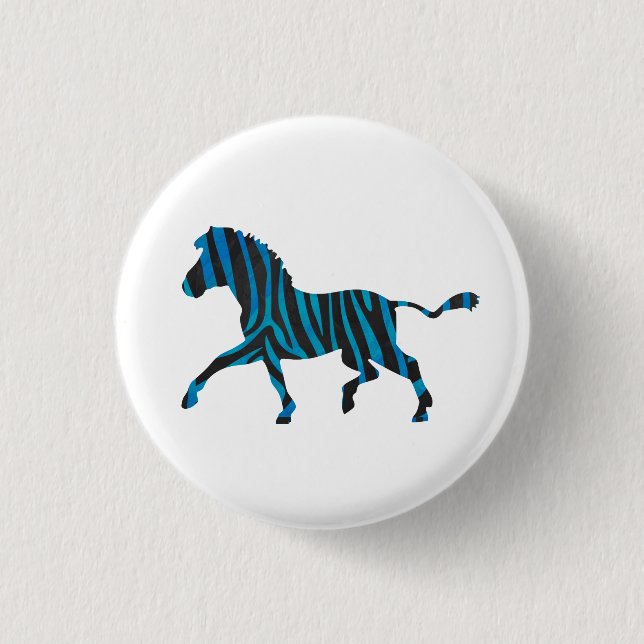 Badge Rond 2,50 Cm Silhouette noire et bleue Zebra (Devant)