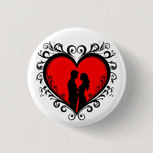 Badge Rond 2,50 Cm Silhouette Romantique D'un Couple Dans Un Cadre En
