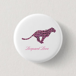 Badge Rond 2,50 Cm Silhouette rose et léopard noir