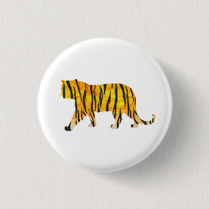 Badge Rond 2,50 Cm Silhouette Tiger noir et orange