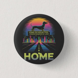 Badge Rond 2,50 Cm Silhouettes de teckel longs, ombres plus longues d