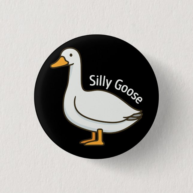 Badge Rond 2,50 Cm Silly Goose Funny Cartoon Goose (Devant)