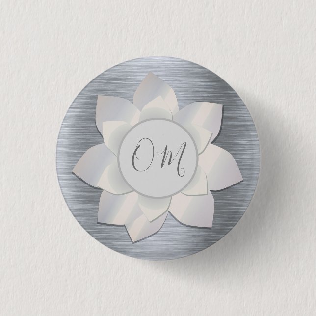 Badge Rond 2,50 Cm Silver Elegant Lotus OM (Devant)