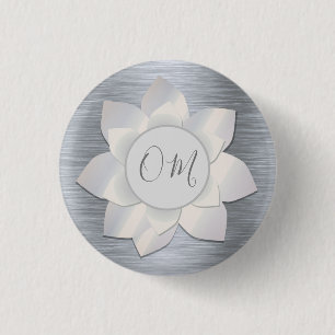 Badge Rond 2,50 Cm Silver Elegant Lotus OM