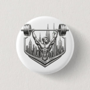 Badge Rond 2,50 Cm Silver NYC Bodybuilder Logo - Metallic New York Ci