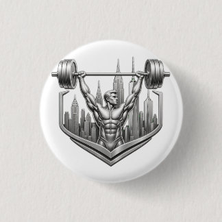 Badge Rond 2,50 Cm Silver NYC Bodybuilder Logo - Metallic New York Ci