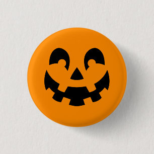 Badge Rond 2,50 Cm Simple Citrouille Noire Visage Sur Halloween Orang