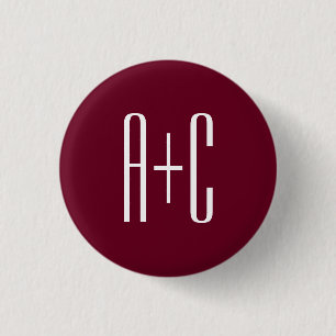 Badge Rond 2,50 Cm Simple Couples White & Burgundy