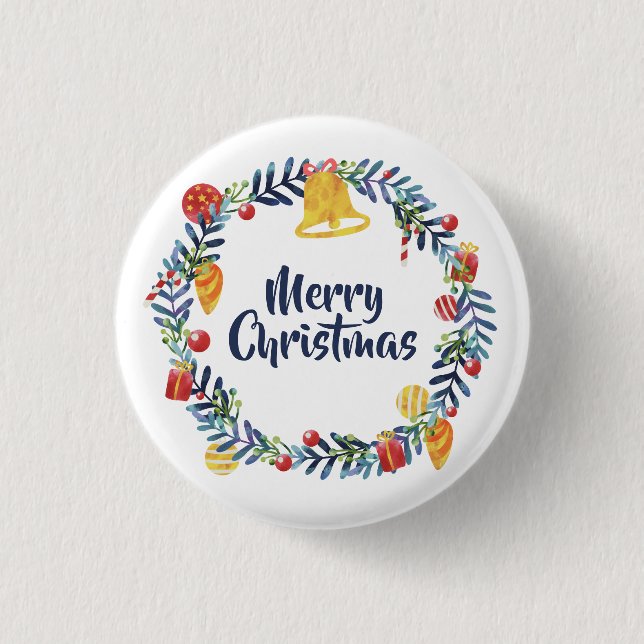 Badge Rond 2,50 Cm Simple couronne de fleurs de Noël | Bouton d'éping (Devant)