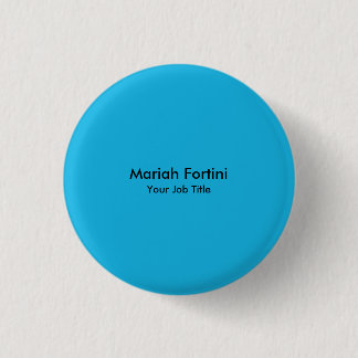Badge Rond 2,50 Cm Simple Elégant Moderne Minimaliste Votre nom Bleu