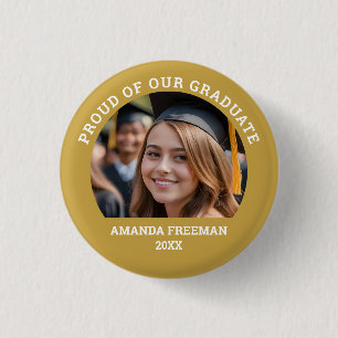 Badge Rond 2,50 Cm Simple Gold & White Customisé photo Graduate