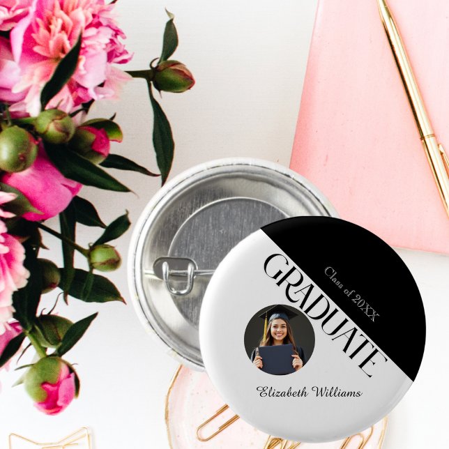 Badge Rond 2,50 Cm Simple Graduation noir et blanc (Créateur téléchargé)