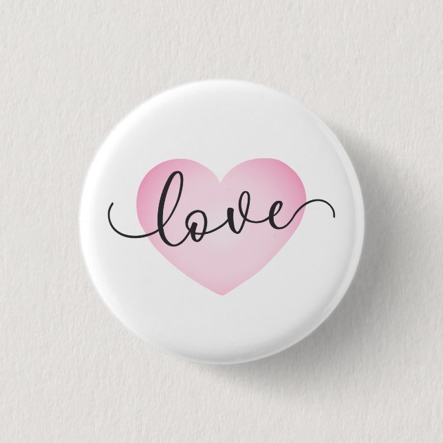 Badge Rond 2,50 Cm Simple Love Calligraphie Valentine | Bouton d'épin (Devant)