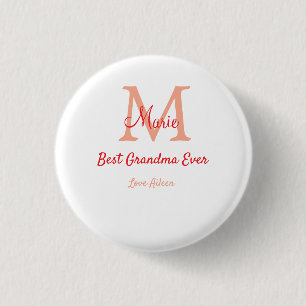 Badge Rond 2,50 Cm simple minimum meilleur grand-mère jamais rouge mo