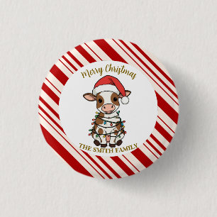 Badge Rond 2,50 Cm Simple modèle moderne de vache de Noël de veau