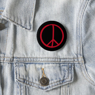 Badge Rond 2,50 Cm Simple panneau de paix rouge noir peint à la main