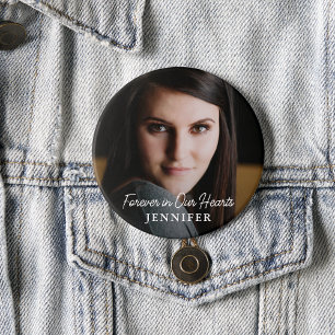 Badge Rond 2,50 Cm Simple script moderne Full Photo Memorial