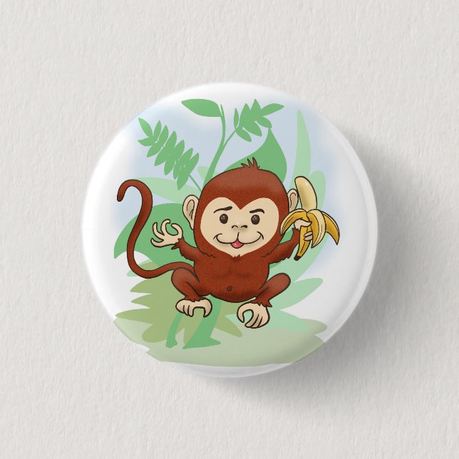 Badge Rond 2,50 Cm Singe caricaturale (Devant)