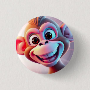 Badge Rond 2,50 Cm Singe heureux ambiance jungle