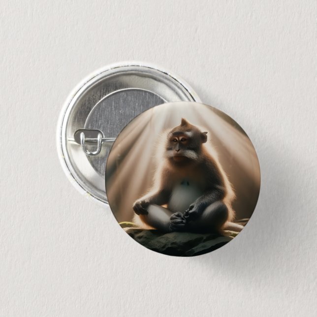Badge Rond 2,50 Cm Singe Voir Bouton (Devant & derrière)