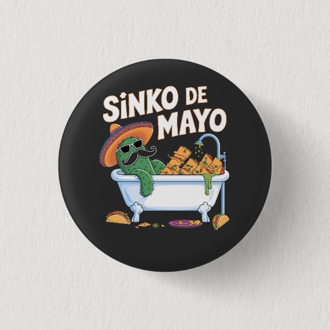 Badge Rond 2,50 Cm Sinko de Mayo Cinco De Mayo Cactus Drôle (Devant)