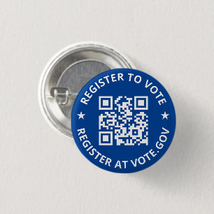 Badge Rond 2,50 Cm S'inscrire pour voter scannable personnalisé QR Co