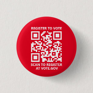 Badge Rond 2,50 Cm S'inscrire pour voter scannable QR Code personnali