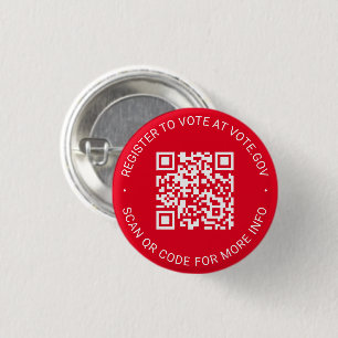 Badge Rond 2,50 Cm S'inscrire pour voter scannable QR Code personnali