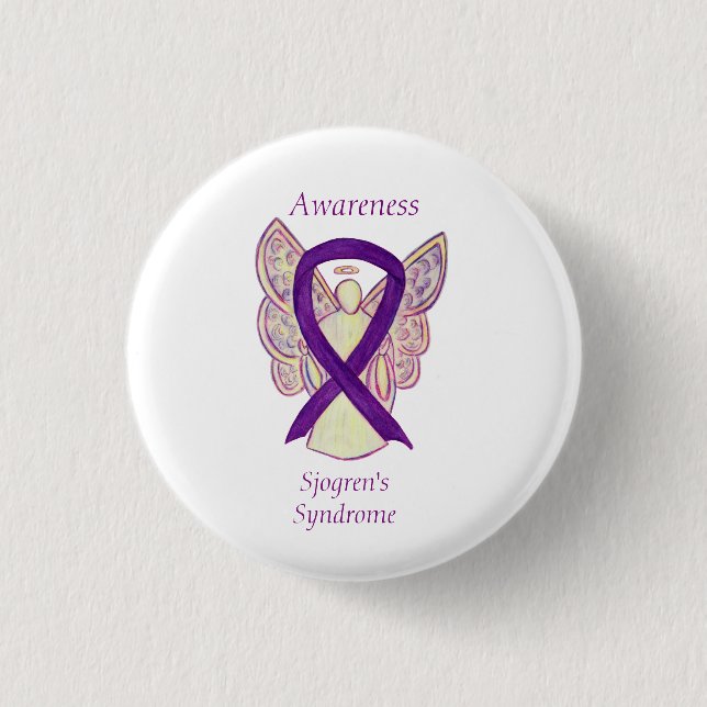 Badge Rond 2,50 Cm Sjogren's Syndrome Sensibilisation Angel Ruban Art (Devant)