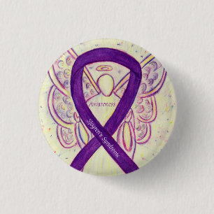 Badge Rond 2,50 Cm Sjogren's Syndrome Sensibilisation Angel Ruban Art