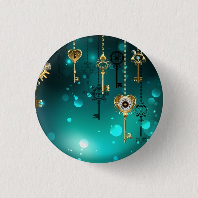 Badge Rond 2,50 Cm Skeleton Keys on Green Background (Devant)