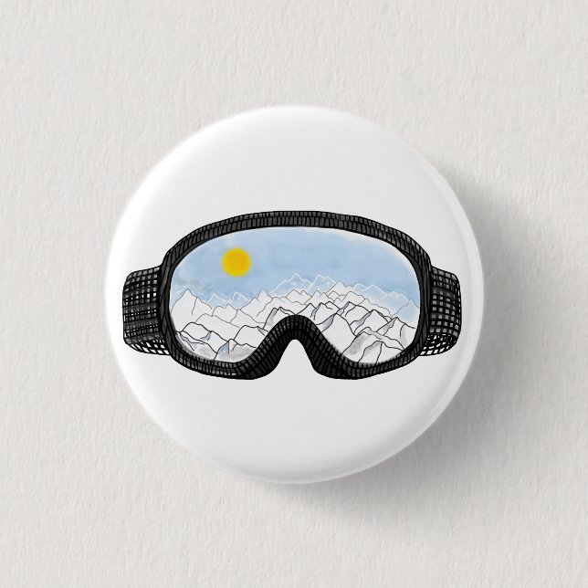 Badge Rond 2,50 Cm Ski Goggles Mountain View Illustration (Devant)