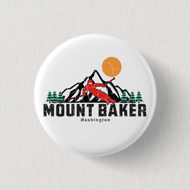 Badge Rond 2,50 Cm Ski Retro Mount Baker (Devant)