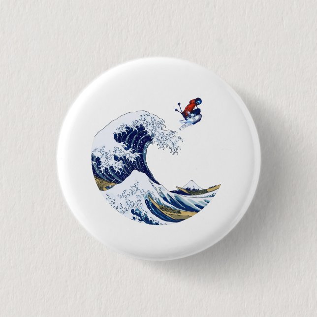 Badge Rond 2,50 Cm Ski sur la grande vague de Kanagawa Japonais (Devant)