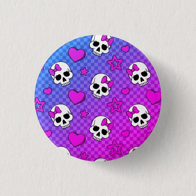 Badge Rond 2,50 Cm Skully Pop Kawaii (Devant)