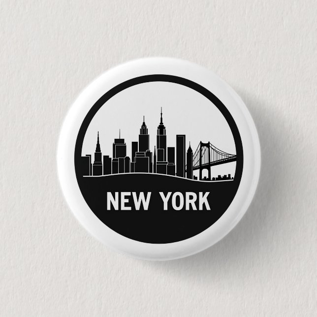 Badge Rond 2,50 Cm Skyline de New York (Devant)