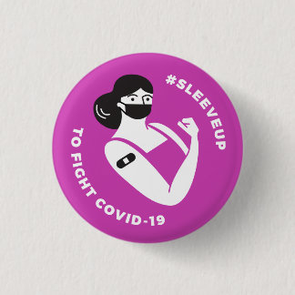 Badge Rond 2,50 Cm #sleeveup pour combattre COVID-19 - Femme rose