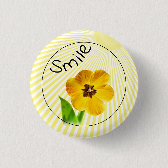 Badge Rond 2,50 Cm Smile - Tulipe de Printemps Jaune Plaisir de photo (Devant)
