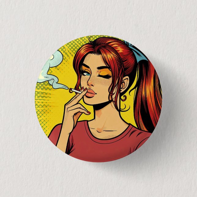 Badge Rond 2,50 Cm Smoking lovers | Pop art | Girl Stoner | Cigarette (Devant)