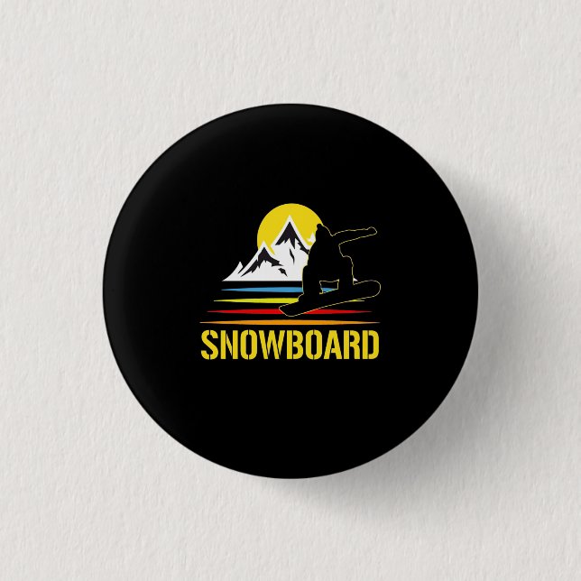 Badge Rond 2,50 Cm Snowboard Retro Vintage (Devant)