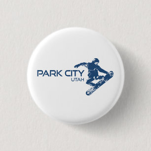 Badge Rond 2,50 Cm Snowboardeur Park City Utah