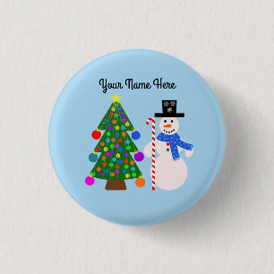 Badge Rond 2,50 Cm Snowman & Arbre de Noël #4 Bouton