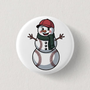 Badge Rond 2,50 Cm Snowman Baseball Noël Père Noël Baseball Sport