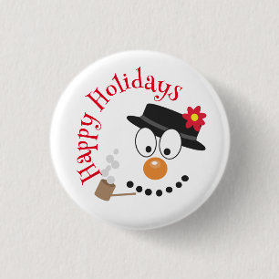 Badge Rond 2,50 Cm Snowman Funny Visage mignonne nouveauté Noël