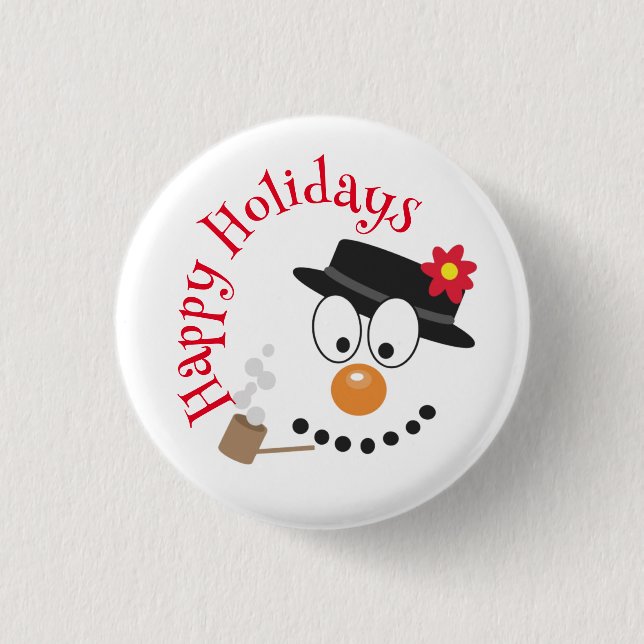 Badge Rond 2,50 Cm Snowman Funny Visage mignonne nouveauté Noël (Devant)